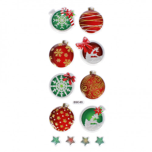 Christmas Stickers Christmas Baubles/Stars 12pcs