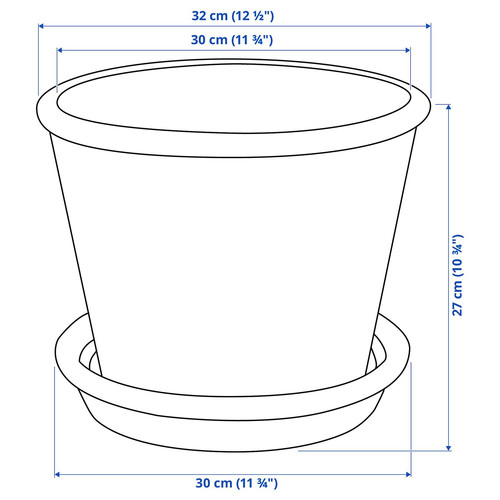 MUSKOTBLOMMA Plant pot with saucer, in/outdoor terracotta, 24 cm