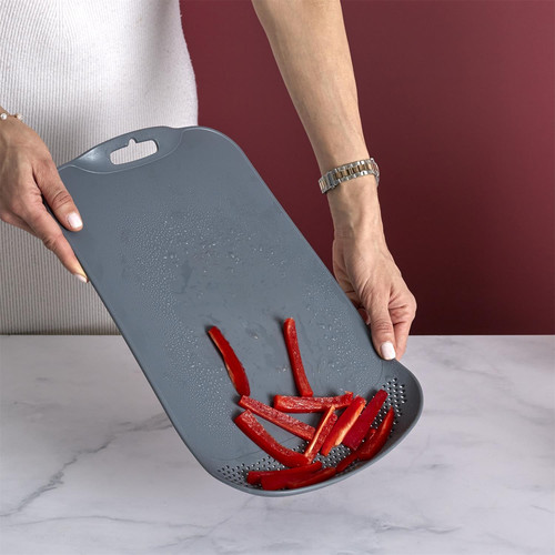 Chopping Board with Strainer, grey
