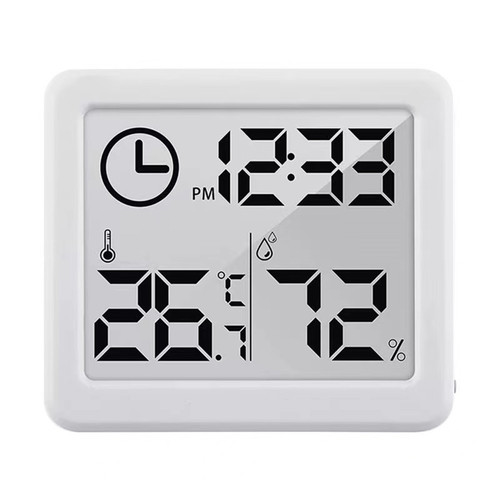 GreenBlue Clock with Thermometer GB384W, white