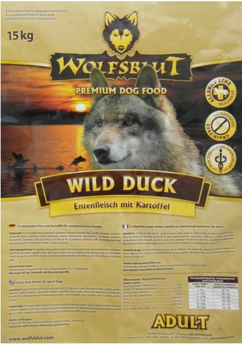 Wolfsblut Dog Food Adult Wild Duck Duck with Sweet Potatoes 15kg