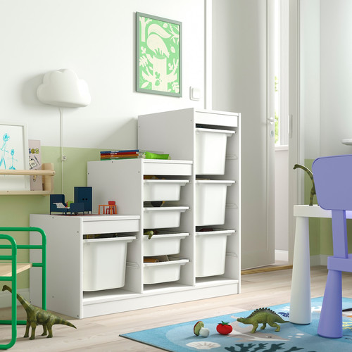 TROFAST Storage combination with boxes, white/white, 99x44x94 cm