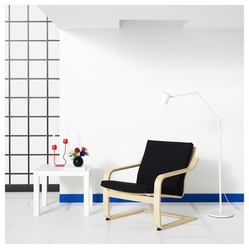 POÄNG Low-back armchair, natural colour/beige/Vissle black