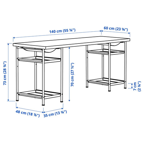 LAGKAPTEN / SPÄND Desk, black-brown/black, 140x60 cm