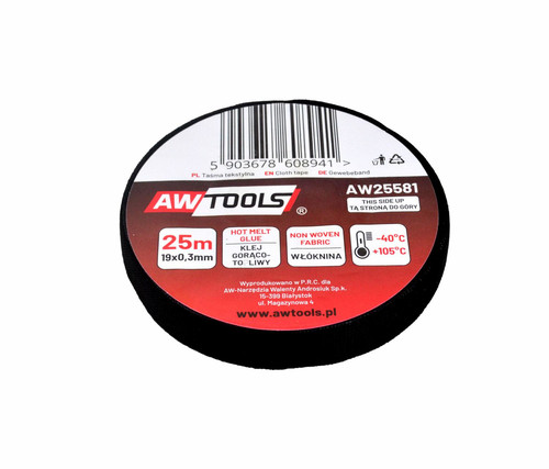 AW Non-Woven Fabric Insulating Tape 19mm x 25m, black