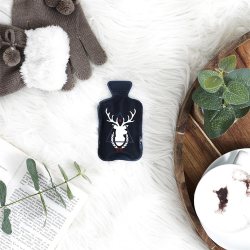 Instant Hot Water Bottle Snowflakes, black
