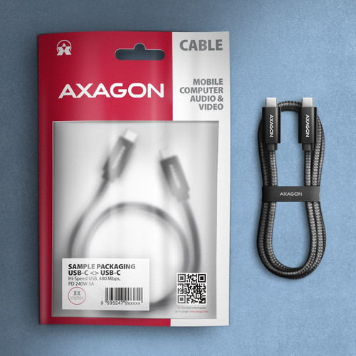 AXAGON USB Cable BUCM2-CM10AB 240W USB-C USB-C, 1.0m