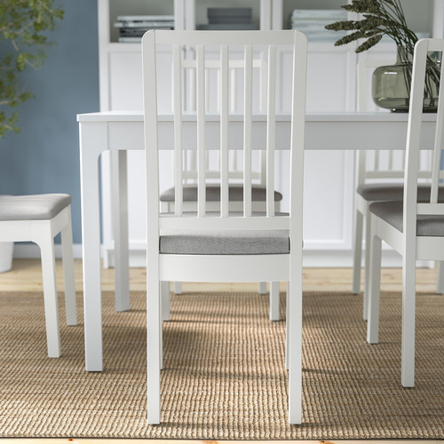 EKEDALEN / EKEDALEN Table and 8 chairs, white white/Ramna light grey, 180/240 cm