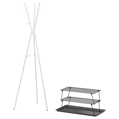 GREJIG / EKRAR Hallway furniture, set of 4, white/grey