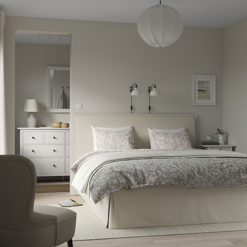TÄRNKULLEN Upholstered bed frame, Vissle beige/Luröy, 160x200 cm