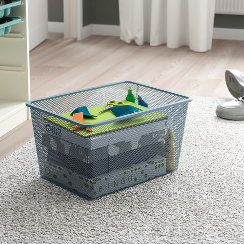 TROFAST Storage combination with boxes, white/grey-blue, 99x44x94 cm