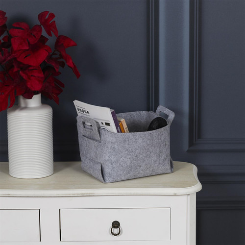 Felt Box Basket Size S, folding, grey