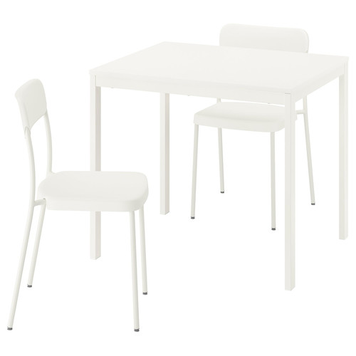 VIHALS / VIHALS Table and 2 chairs, white/white, 84/120x74 cm