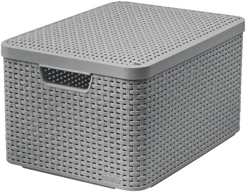 Curver Storage Basket with Lid L 30l, light grey