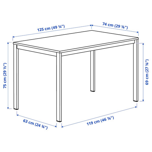 VIHALS / VIHALS Table and 4 chairs, white white/white Tibbleby beige-grey, 125x74 cm