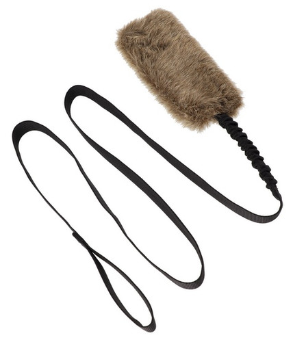 Dingo Dog Toy Faux Fur Jerky with Long Bungee Handle  150 cm