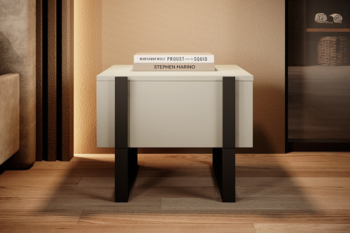 Nightstand Bedside Table Verica Set of 2, cashmere/black legs
