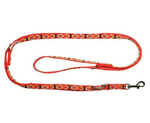 Chaba Adjustable Leash Tape 25mm x 130/260cm, red, patterned