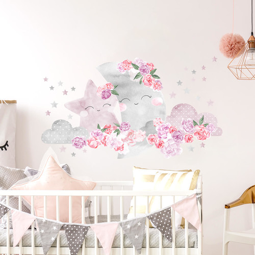 Wall Sticker Set 94x52cm - Moon Pink