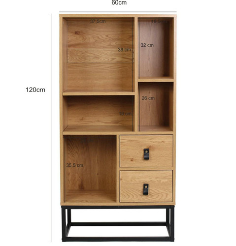 Shelving Unit with Shelves & Drawers Abbott, oak/black