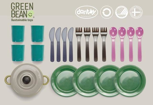 Dantoy Green Bean Dinnerware Playset, assorted colours, 2+