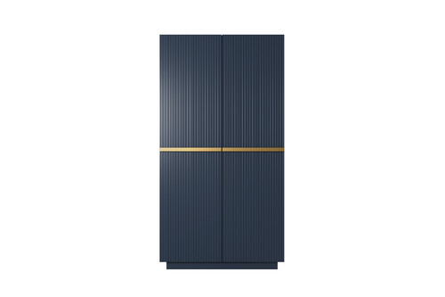 Wardrobe Nicole 100 cm, dark blue, gold handles