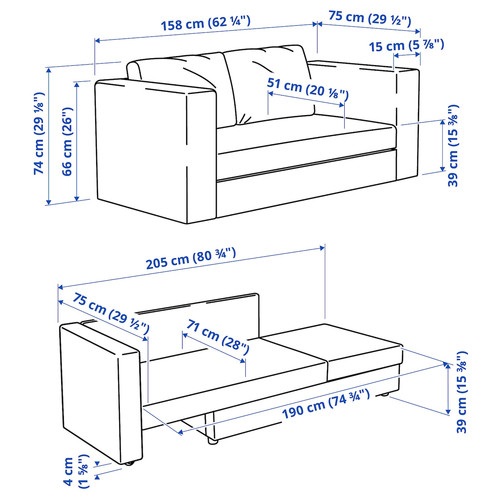 SKÖNABÄCK 2-seat sofa-bed, Knisa bright blue