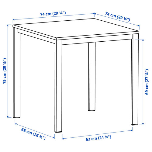 VIHALS / VIHALS Table and 2 chairs, white white/white Tibbleby beige-grey, 74x74 cm