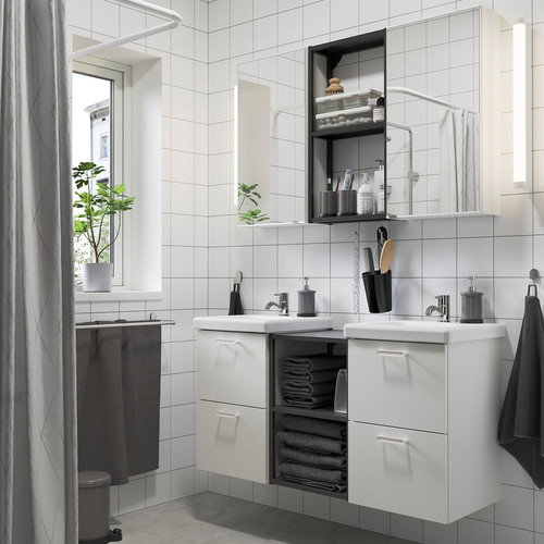 ENHET Bathroom, anthracite/white, 124x43x65 cm