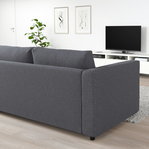 VIMLE 3-seat sofa-bed with chaise longue, Gunnared medium grey