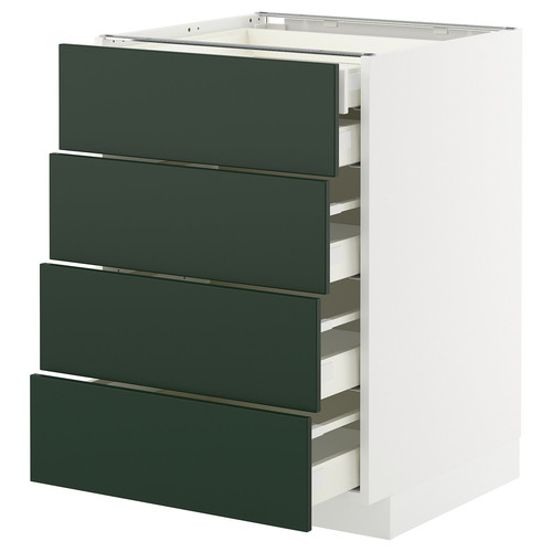 METOD / MAXIMERA Base cb 4 frnts/2 low/3 md drwrs, white/Havstorp deep green, 60x60 cm