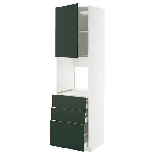 METOD / MAXIMERA High cab f oven w door/3 drawers, white/Havstorp deep green, 60x60x220 cm