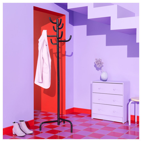 BONDSKÄRET Hat and coat stand, black, 175 cm