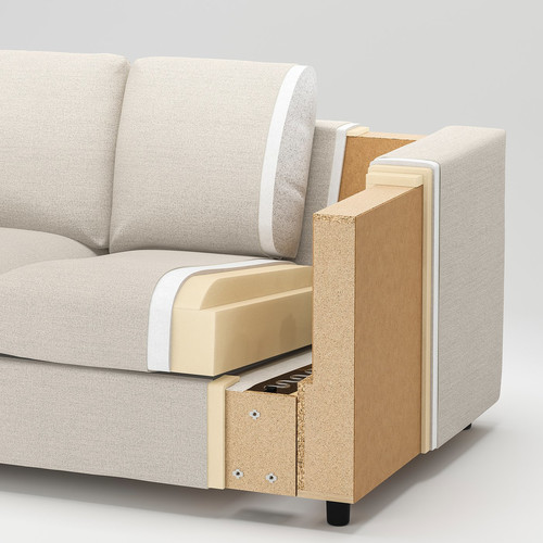 VIMLE 3-seat sofa with chaise longue, with headrest/Gunnared medium grey