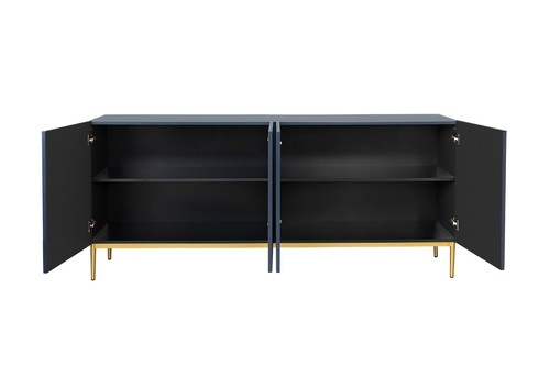 Four-Door Cabinet Nicole 200 cm, dark blue, gold legs