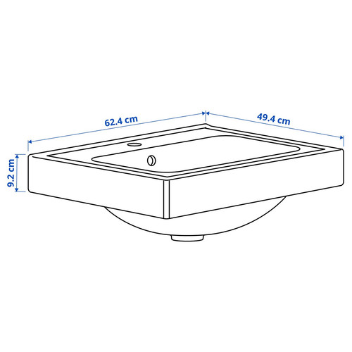 ORRSJÖN Deep wash-basin with water trap, white, 62x49 cm