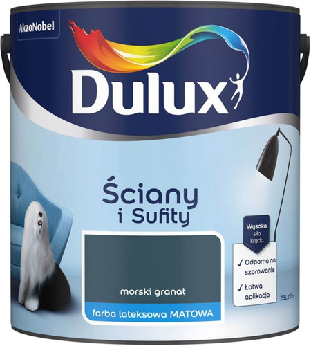 Dulux Walls & Ceiling Matt Latex Paint 2.5L, sea dark blue