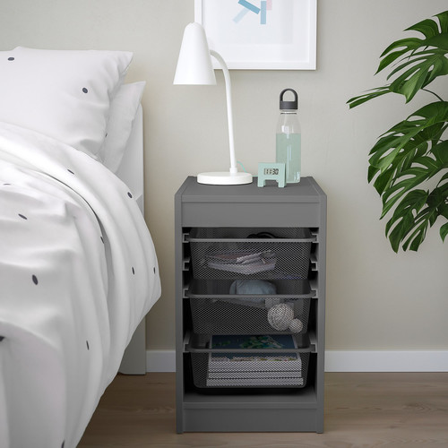 TROFAST Storage combination with boxes, grey/dark grey, 34x44x56 cm