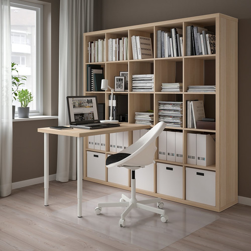 KALLAX / LINNMON Desk combination, white/white stained oak effect, 182x139x182 cm