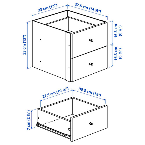 KALLAX Shelving unit with underframe, with 4 drawers/with 2 shelf inserts white, 147x94 cm