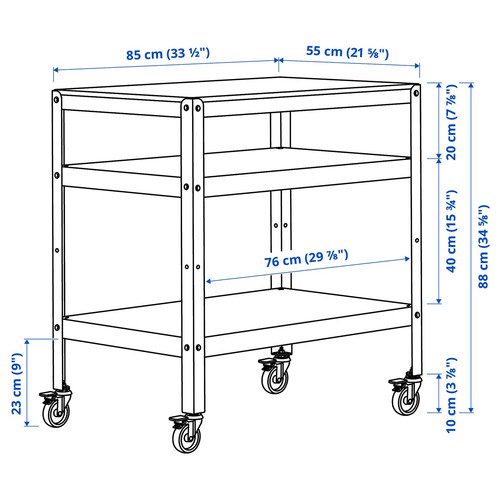 BROR Trolley, grey-green/pine plywood, 85x55 cm
