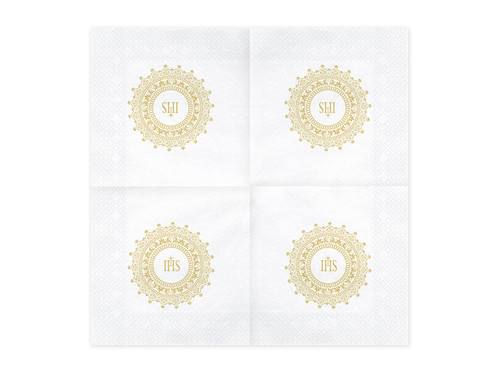 Paper Napkin IHS Holy Communion 33x33cm 20pcs, gold
