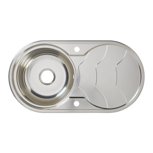 Cooke&Lewis Steel Kitchen Sink Jemison 1 Bowl with Drainer, round