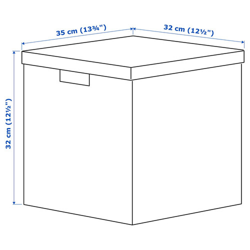 GJÄTTA Storage box with lid, velvet dark blue, 32x35x32 cm
