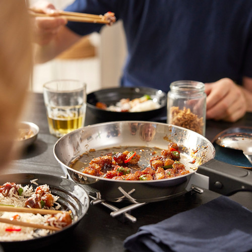 SLÄTROCKA Cookware kit with detachable handle, frying pan stainless steel