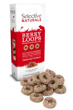 Selective Naturals Berry Loops Snacks for Guinea Pigs Timothy Hay & Cranberry 80g