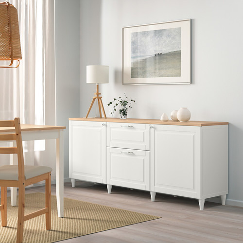 BESTÅ Storage combination with drawers, white, Smeviken/Kabbarp white, 180x42x76 cm