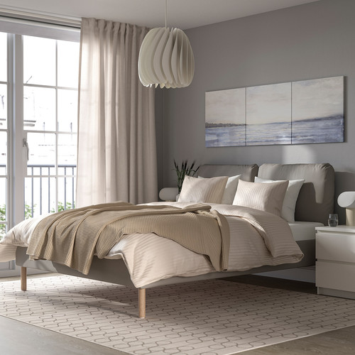 SAGESUND Upholstered bed frame, Diseröd brown,140x200 cm