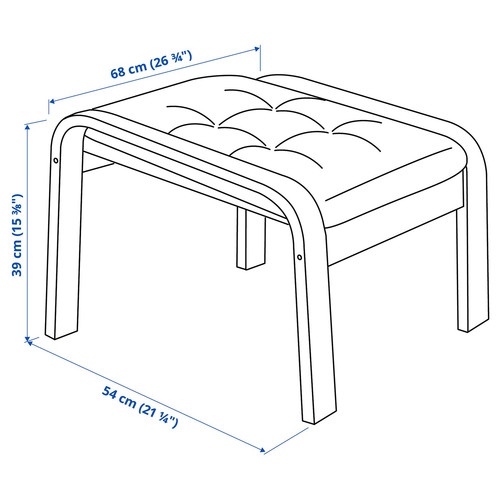 POÄNG Armchair and footstool, birch veneer/Gunnared blue