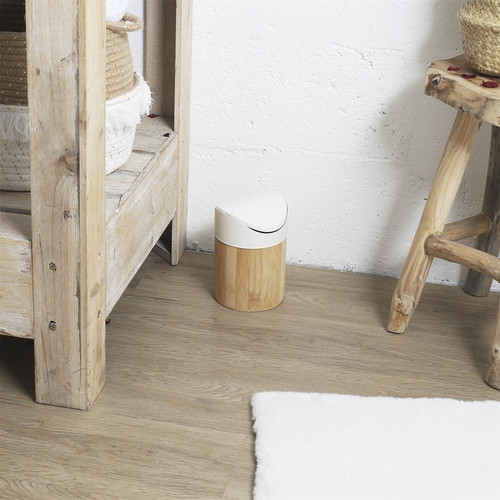 Mini Bamboo Wood Bin, white